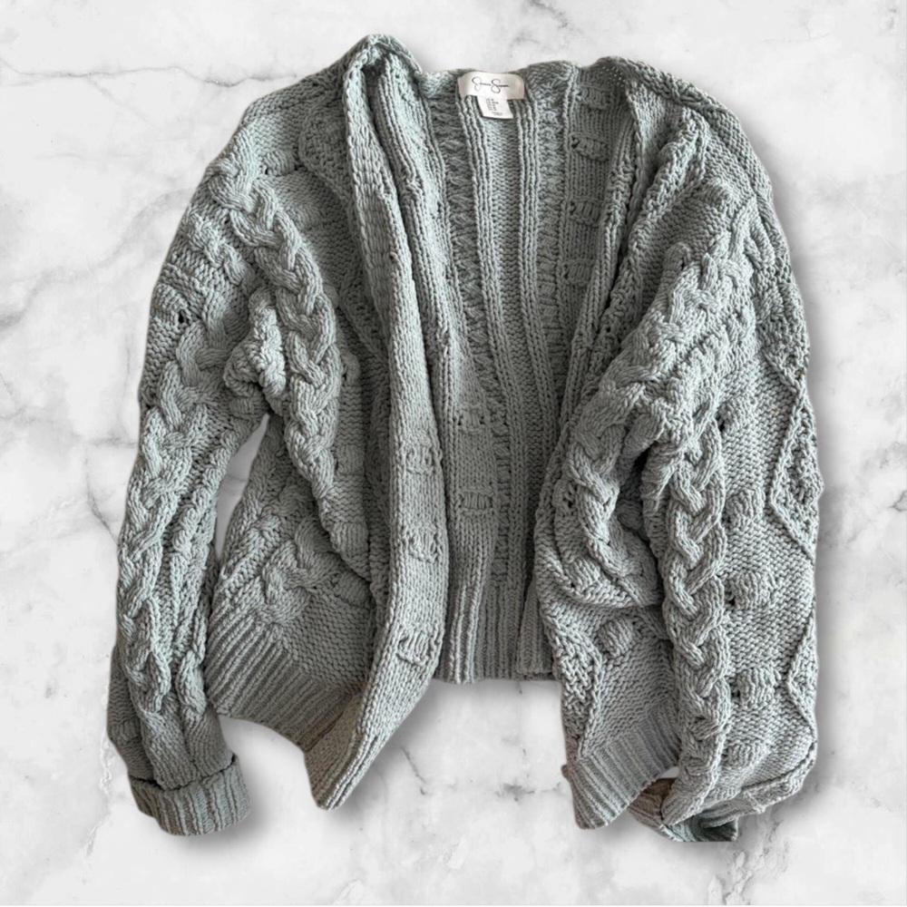 Jessica Simpson Green Cable Knit Cardigan